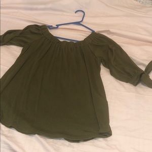 A&F Green Off-Shoulder Shirt